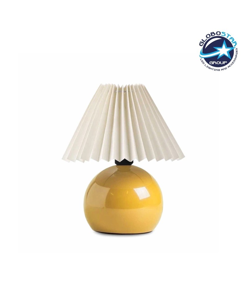 GLOBOSTAR® LISBON 204-0155 Μοντέρνο Επιτραπέζιο Φωτιστικό Πορτατίφ με Ντουί 1 x E27 AC 220-240V IP20 - Κίτρινο & Μπεζ - Μ22 x Π22 x Υ38cm